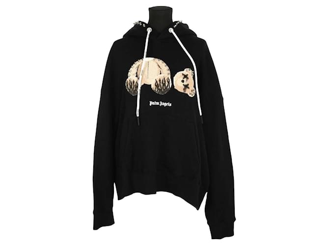 Palm Angels Felpa nera in cotone Nero