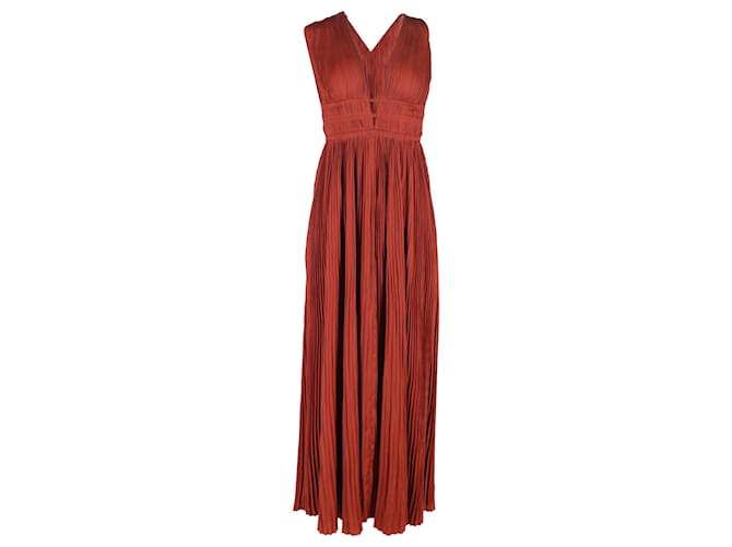 Abito maxi plissettato Veda di Ulla Johnson in poliestere mattone Marrone Rosso