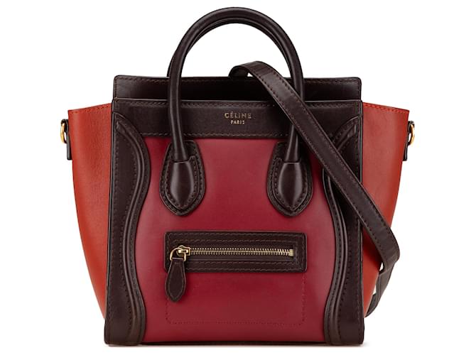 Luggage Céline Celine Rosso Nano Tricolore Borsa da Viaggio in Pelle