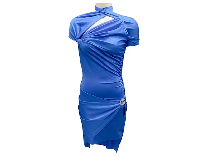 Abito in jersey drappeggiato asimmetrico blu elettrico di Coperni