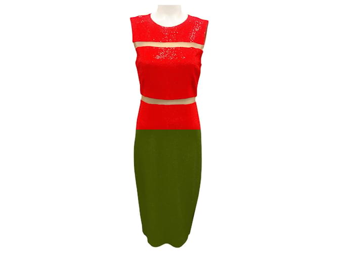 Autre Marque Abito da cocktail in tulle corallo con paillettes della collezione Michael Kors Arancione