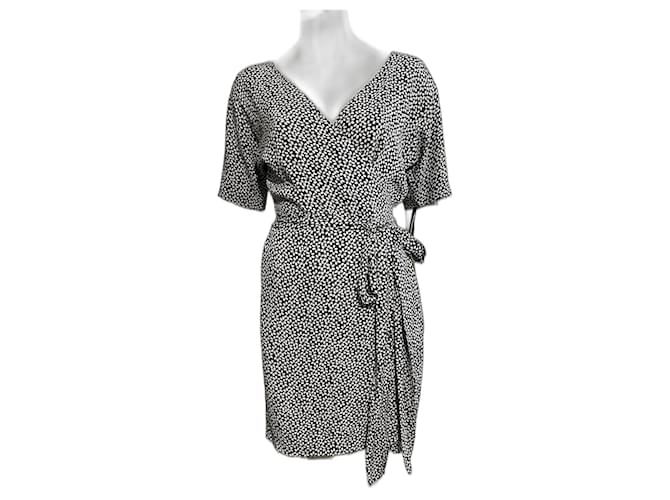 Diane Von Furstenberg Abito avvolgente in seta DvF Shannon in bianco e nero