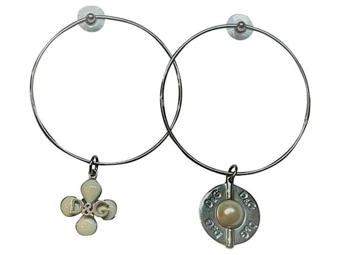 Particolari orecchini cerchio vintage DOLCE & GABBANA Argento