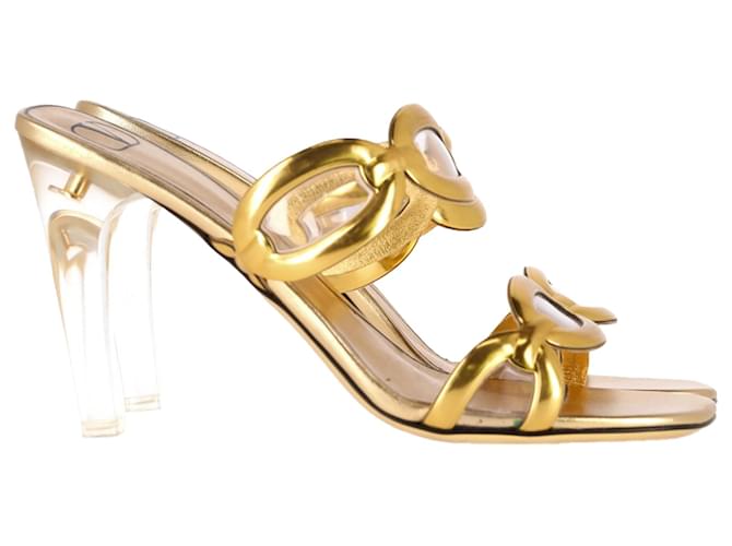 Valentino Garavani Mules Valentino Chain 1967 110mm in pelle dorata D'oro Metallico