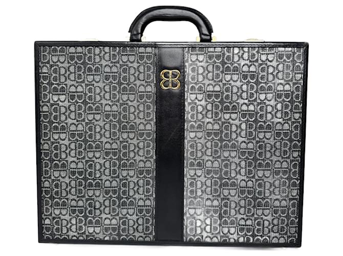 Valigia Monogram Balenciaga Vintage degli anni '70 Nero