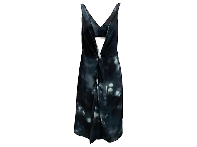 Autre Marque Abito midi con fronte attorcigliato Renada in acciaio Deveaux New York Blu