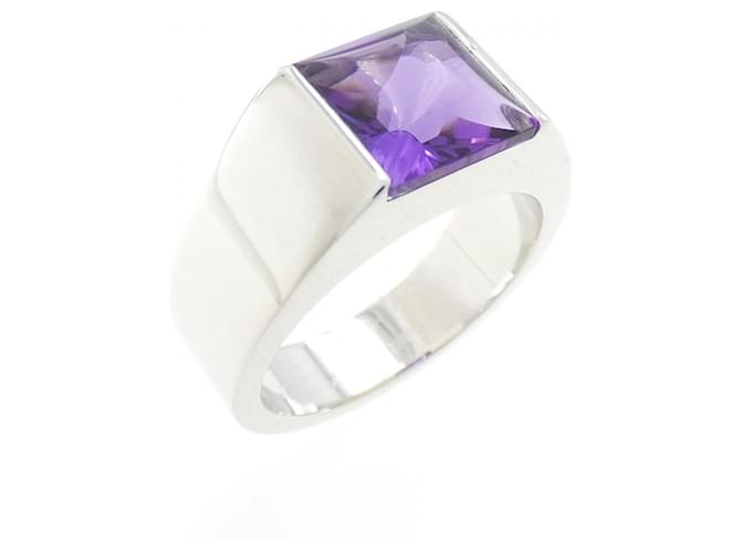 Anello Cartier Tank in oro bianco con ametista D'oro