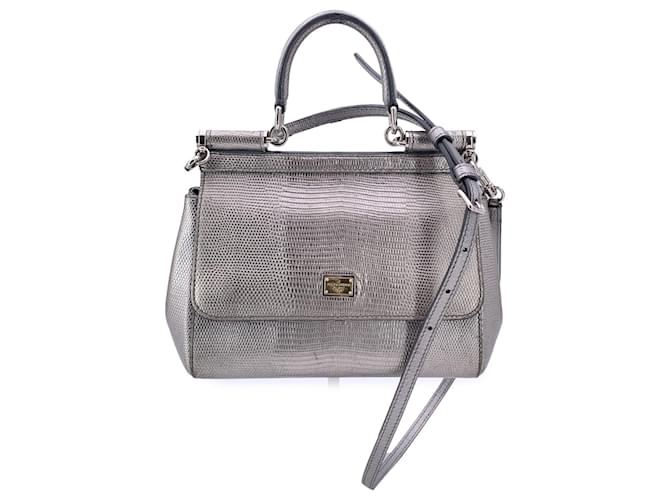 Borsa in pelle Sicily di Dolce & Gabbana Grigio