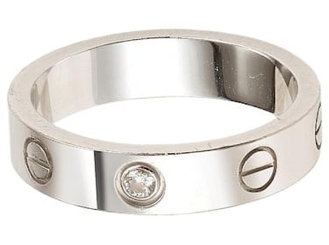 Love Cartier Anello Piccolo Pave in Oro Bianco 18K Argento Metallico