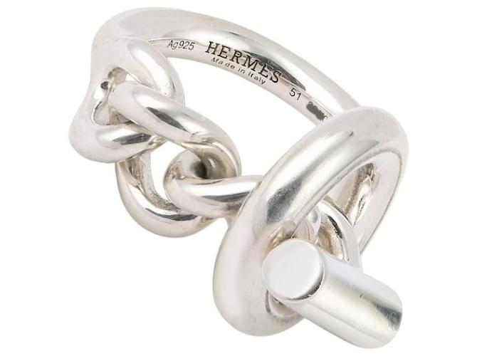 Ring Hermès Anello Croisette in Argento Metallico