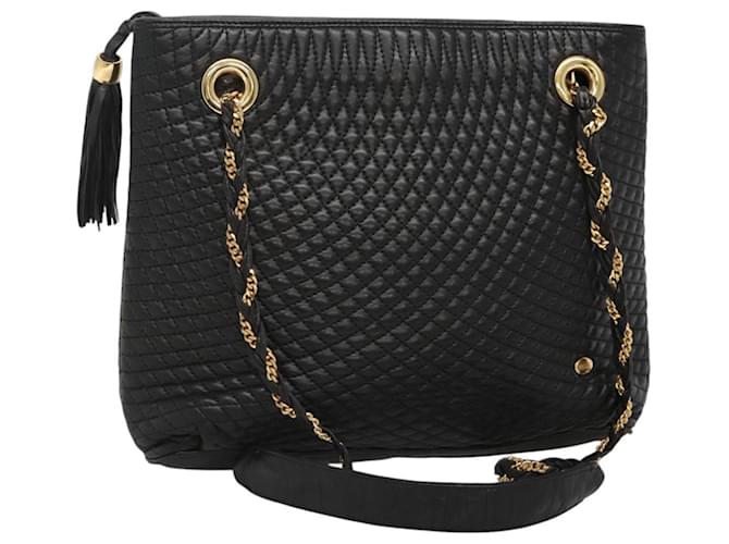 BALLY Borsa a Spalla in Pelle Trapuntata con Catena Nera e Dorata Auth bs23339 Nero D'oro