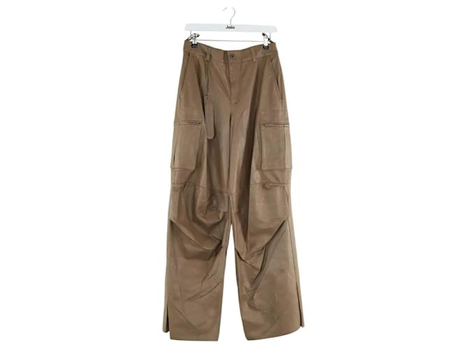 Salvatore Ferragamo Pantaloni in pelle dritti Marrone