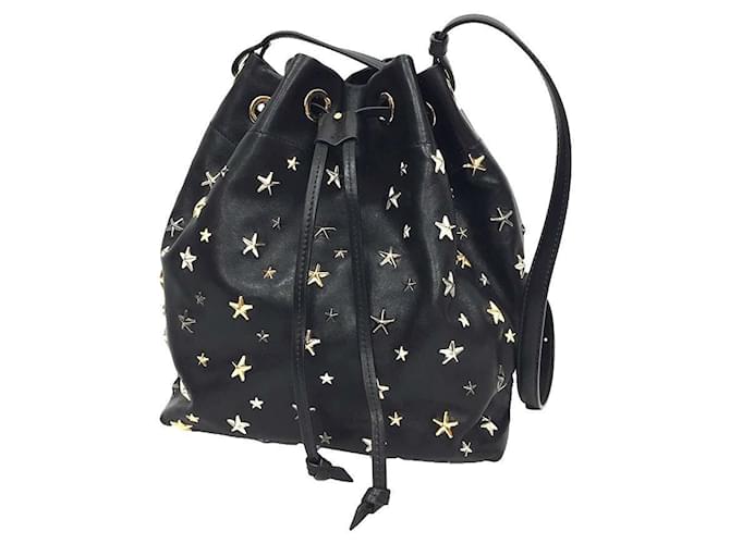 Borsa a spalla con cordino Juno Studded di Jimmy Choo Nero