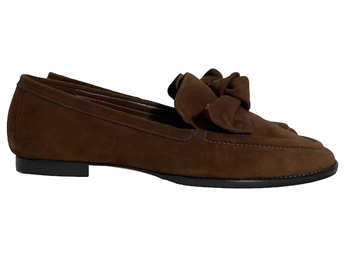 Mocassini Clarita Bow di Alexandre Birman in suede marrone Rosso