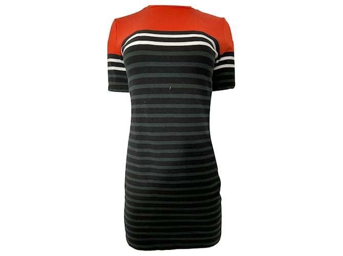 Abito mini a maniche corte in maglia in cotone multicolore di T Alexander Wang