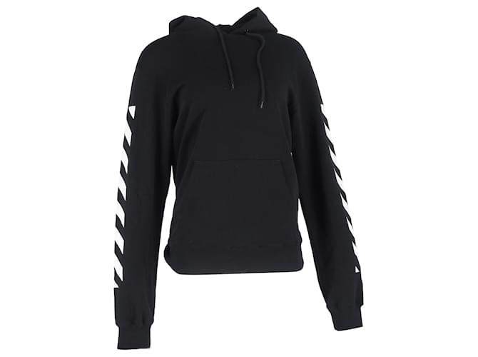 Off White Hoodie Slim Diag Arrow Off-White in cotone nero