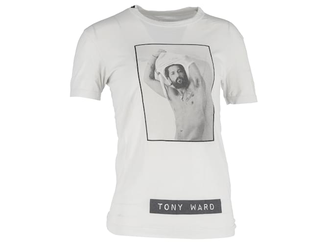T-shirt grafica Dolce & Gabbana Tony Ward in cotone bianco Crudo