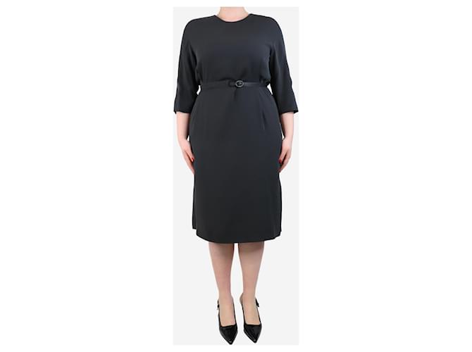 Loro Piana Abito midi in seta grigia con cintura - taglia L Grigio