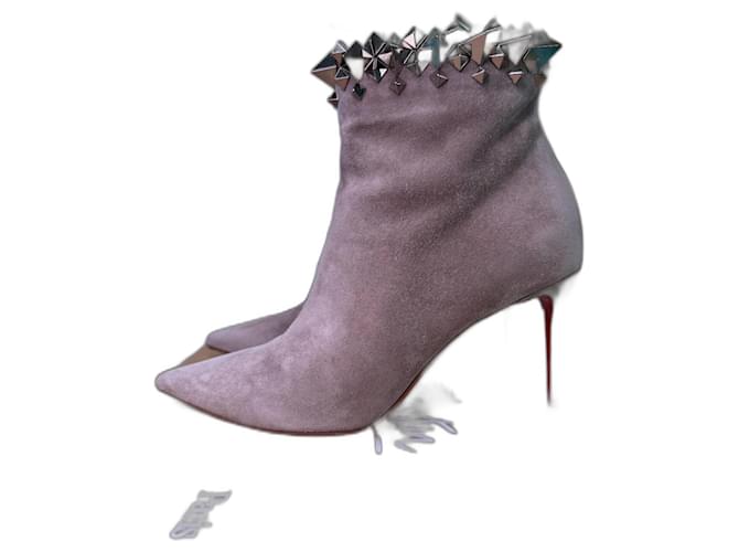 Christian Louboutin Firmamma 85 Velour Grigio Taglia 36 Silver hardware