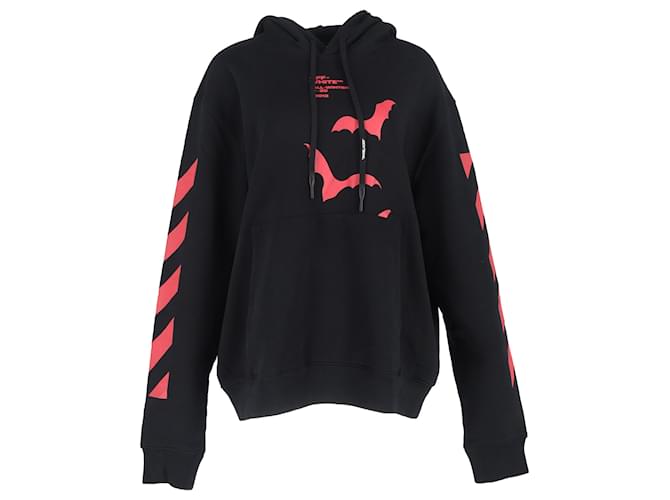 Off White Hoodie Slim Fit con maniche diagonali Off-White in cotone nero