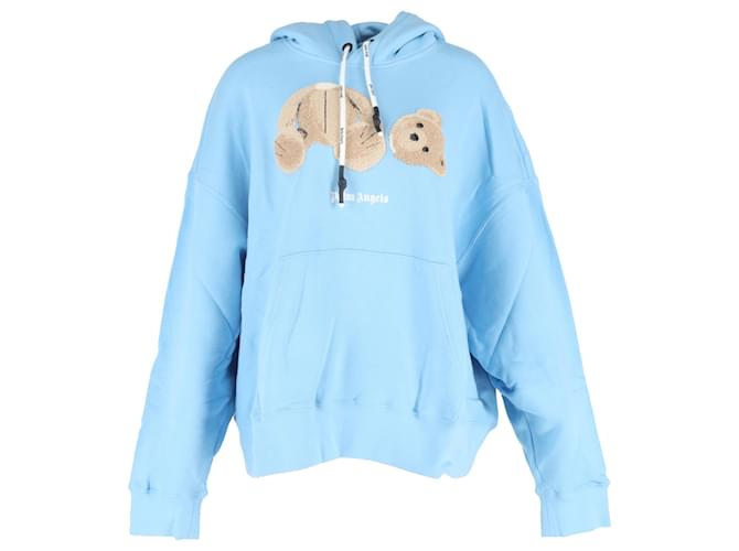 Felpa con cappuccio Palm Angels Bear in cotone azzurro Blu Blu chiaro
