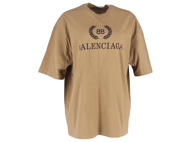 T-shirt in jersey con stampa logo Balenciaga in cotone marrone Rosso