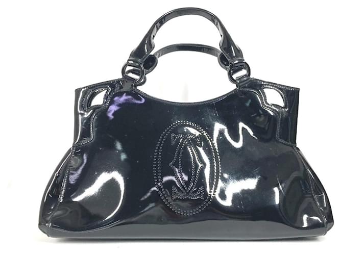Borsa tote in pelle smaltata Cartier Marcello Nero