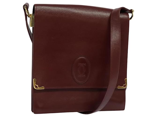 CARTIER Borsa a Spalla Must Line Pelle Bordeaux Oro Auth fm4381 D'oro Bordò