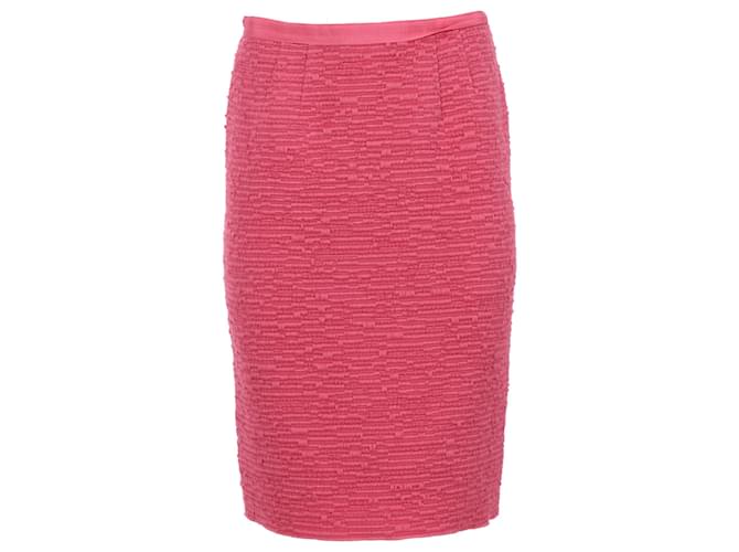 Gonna a matita texturizzata al ginocchio in lana rosa di Nina Ricci