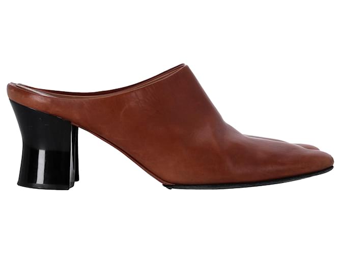 Le mules con tacco Adela di The Row in pelle marrone Rosso