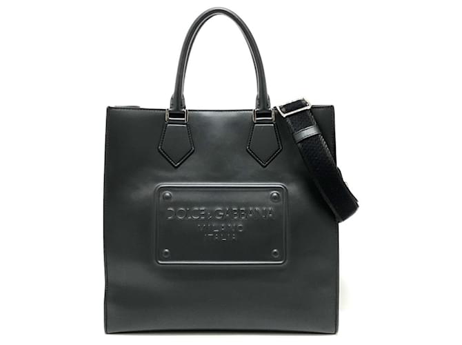 Borsa in pelle con logo impresso Dolce & Gabbana Nero