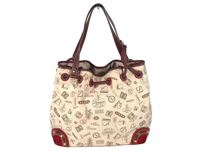 Borsa a cordoncino anagramma del logo del 160° anniversario di Loewe Beige