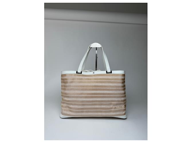 Borsa shopper vintage Courreges Paris beige bianco