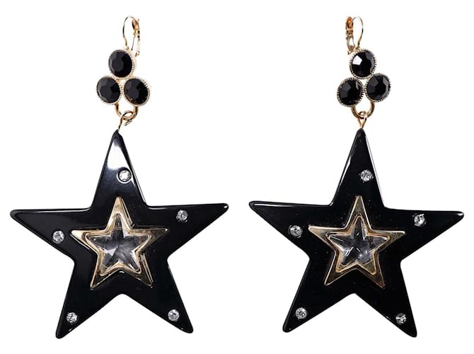 Orecchini Dolce & Gabbana Stelle in resina nera e dorata Nero