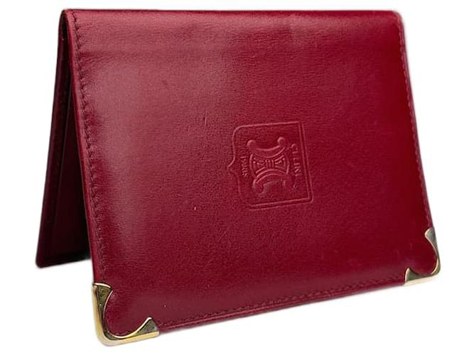 Céline Portacarte in pelle vintage Celine Paris rosso scuro