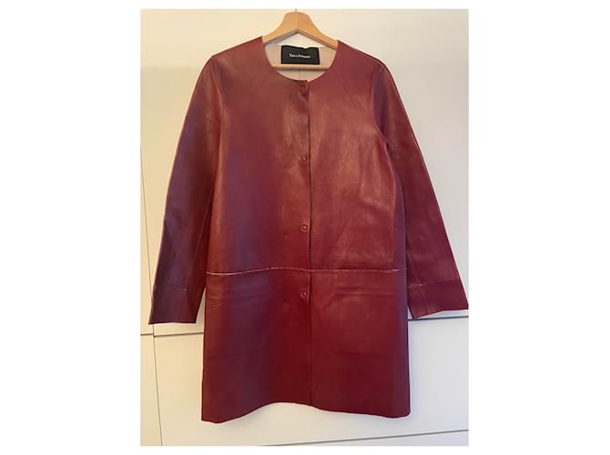 Giacca in pelle morbida bordeaux Tara Jarmon