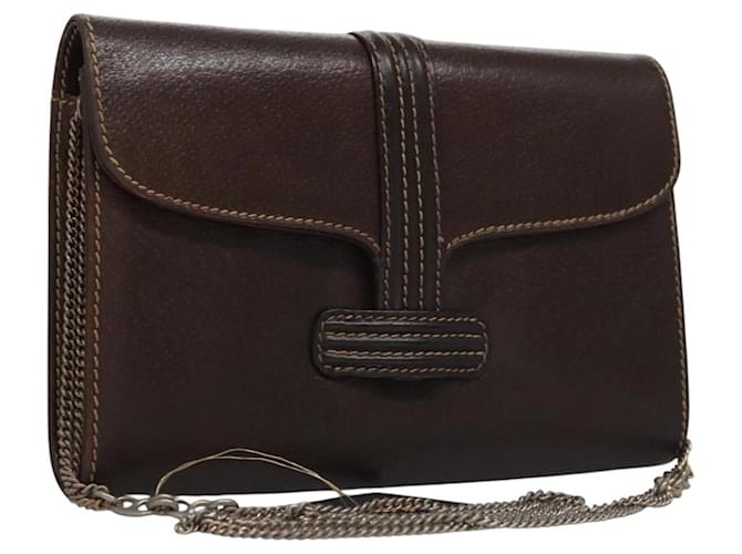 Borsa a spalla BALLY in pelle marrone dorato Auth bs22953 D'oro