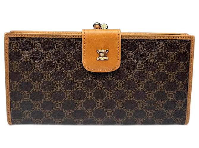 Céline Portafoglio Vintage Celine Paris Triomphe Marrone