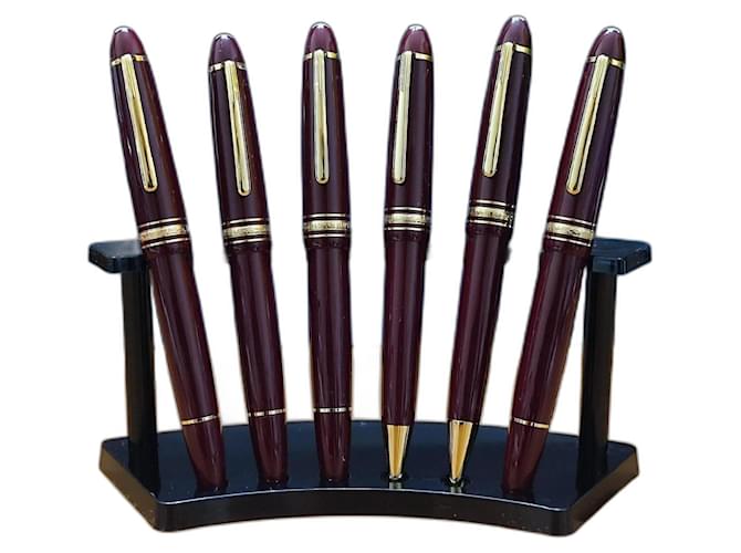 ■SET DI 6 PENNE CLASSICHE MONTBLANC PLACCATE IN ORO BORDEAUX■ Bordò