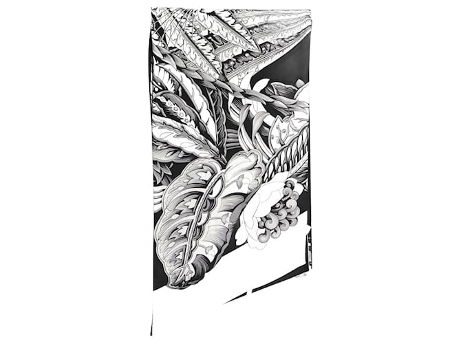 Salvatore Ferragamo Foulard twilly in seta nera stampata Nero