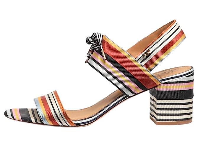 Tory Burch Sandali con tacco a strisce multicolori - taglia EU 41,5 Multicolore
