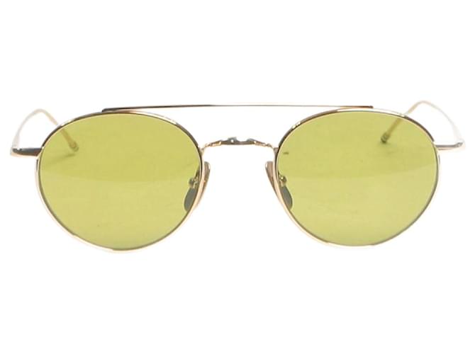 Thom Browne Occhiali da sole rotondi in titanio dorato D'oro