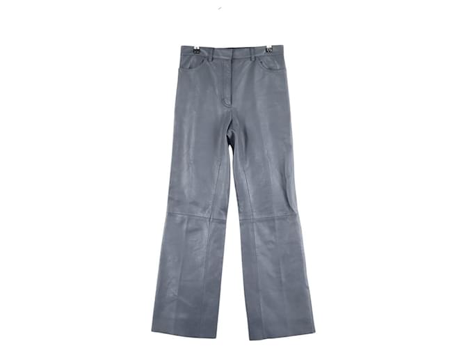Sandro Pantaloni in pelle dritti Grigio