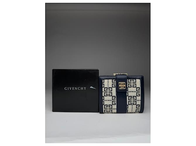 Portafoglio in pelle monogramma Givenchy GV3 vintage blu marino bianco