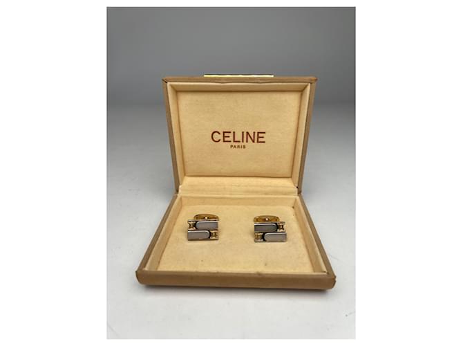 Céline Gemelli vintage Celine Paris in acciaio dorato Argento