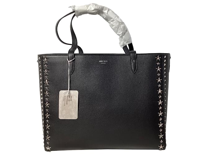 Borsa tote Deelan Star Studded in pelle di vitello nera di Jimmy Choo Nero
