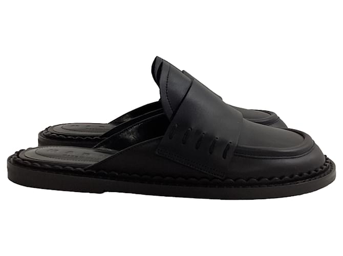 Mules Loafer Marni in pelle nera Nero