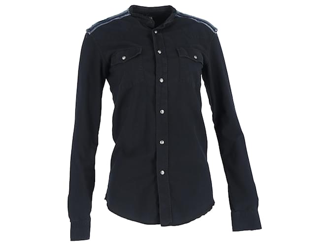 Camicia a maniche lunghe con dettagli sulle spalle Balmain in cotone nero