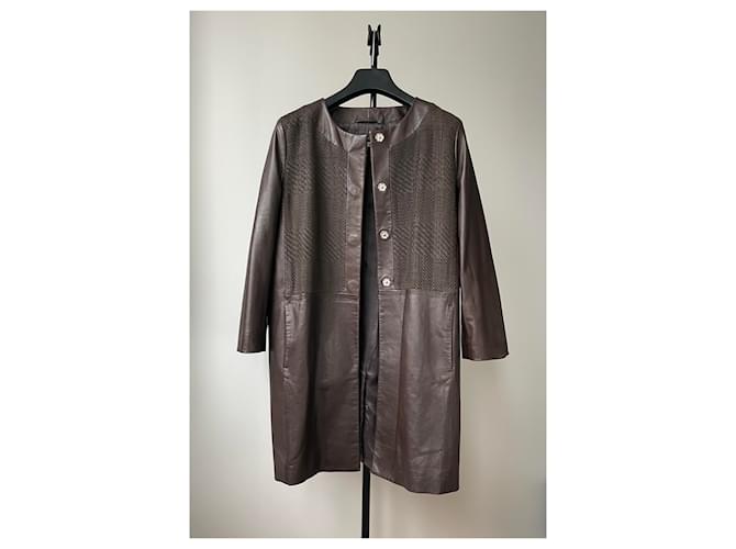 Cappotto in pelle marrone Max Mara