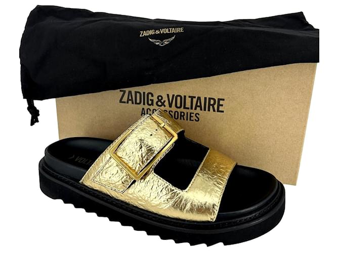 Zadig & Voltaire Sandali d'oro NWT Nero Gold hardware